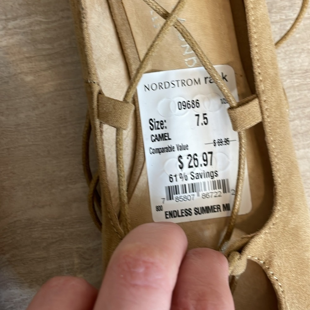 CHINESE LAUNDRY NWT Women's Size 7.5 "Endless Summer Ghillie Ballet Flat Lace-Up - Picture 4 of 10